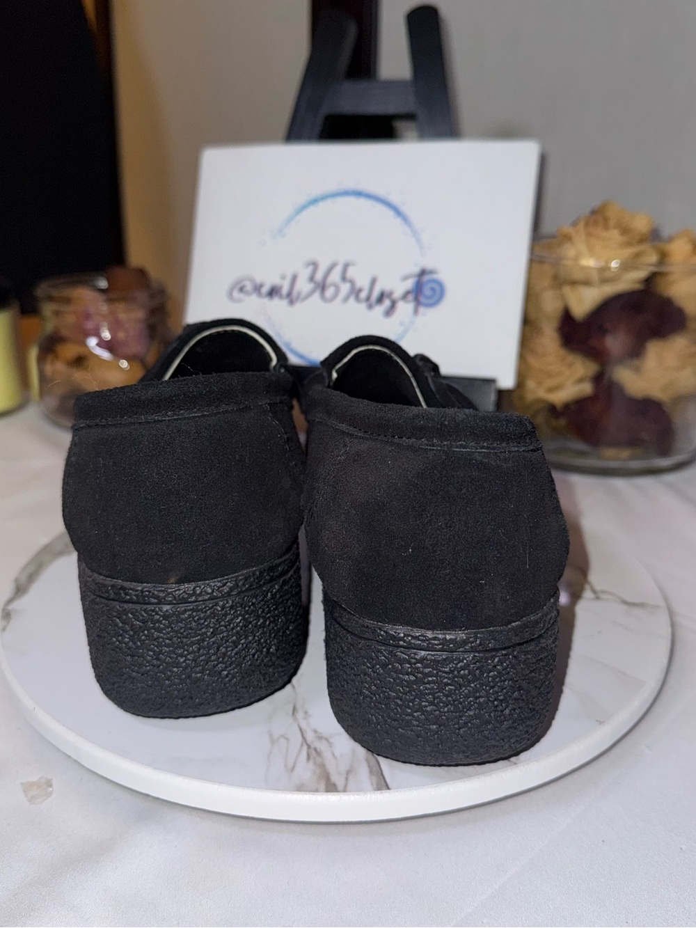Women’s Black Suede Like Casual Loafers - Classic Slip-On Style - Picture 4 of 10